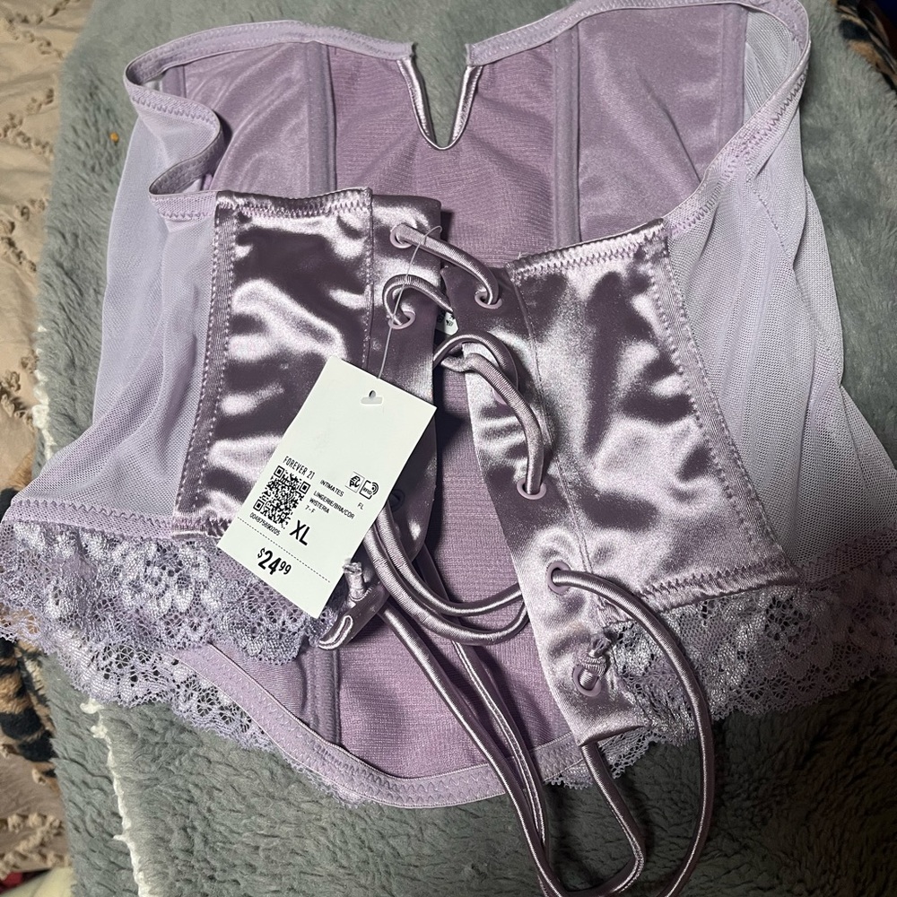 COPY - Lavender purple corset lace tie top from Forever 21
